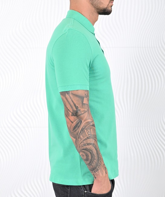 Ανδρικό μονόχρωμο μπλουζάκι πόλο ανοιχτό πράσινο