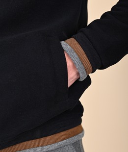 Μεταβατικό μαύρο μπουφάν με καφέ μπορντούρα 