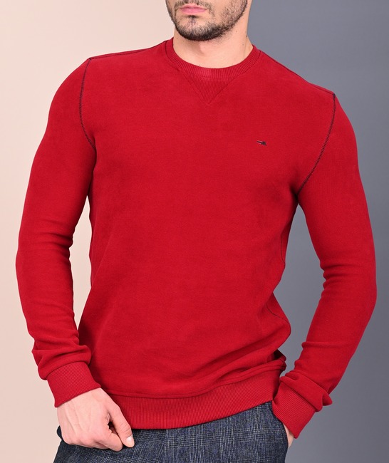 Ανδρική μπλούζα μπορντό με ανάποδες ραφές