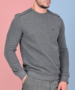 Ανδρική γκρι μπλούζα με κεντημένο λογότυπο 