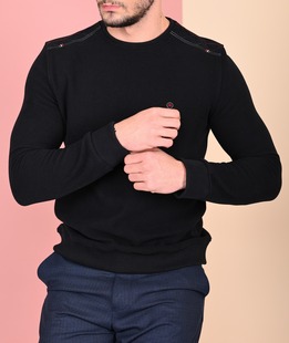 Ανδρική μαύρη μπλούζα με κεντημένο λογότυπο 	