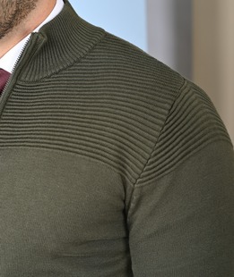 Ανδρική ζακέτα με φερμουάρ πράσινο χρώμα 