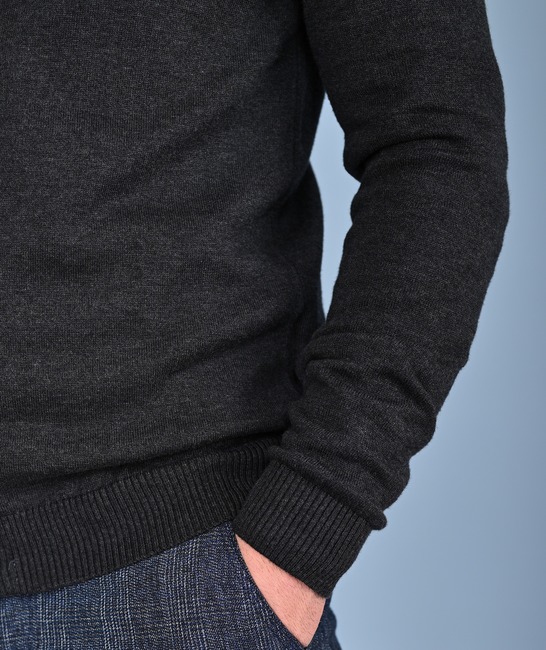 Ανδρική ζακέτα με φερμουάρ σκούρο γκρι χρώμα 