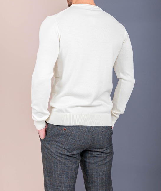 Ανδρικό πουλόβερ με ρίγες σε χρώμα μπεζ