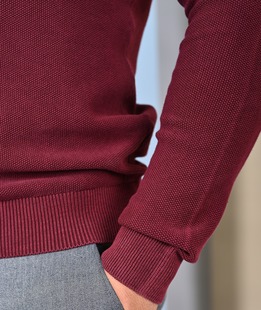 Ανδρικό ανάγλυφο πουλόβερ χρώμα μπορντό 