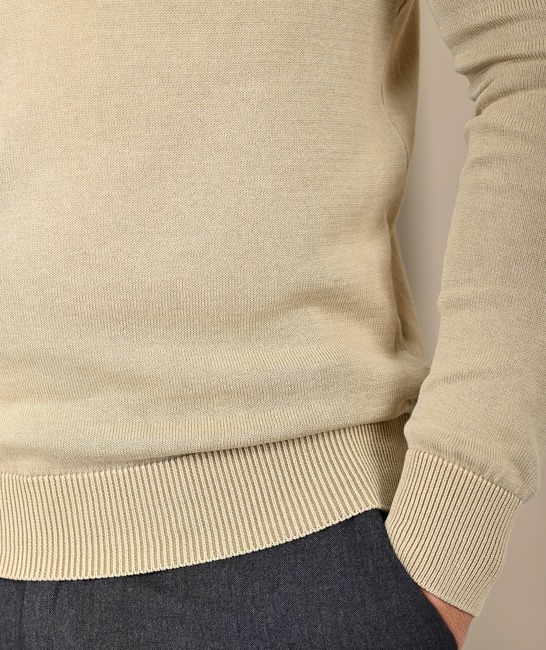 Ανδρικό πουλόβερ με οριζόντιες ρίγες χρώμα μπεζ