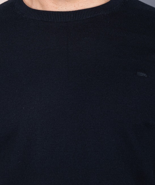 	Μονόχρωμο σκούρο μπλε ανδρικό πουλόβερ