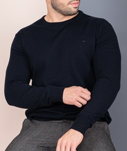 	Μονόχρωμο σκούρο μπλε ανδρικό πουλόβερ