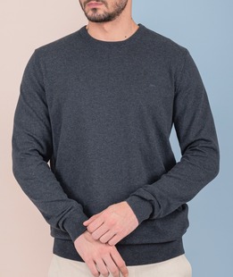 Μονόχρωμο γκρι ανδρικό πουλόβερ