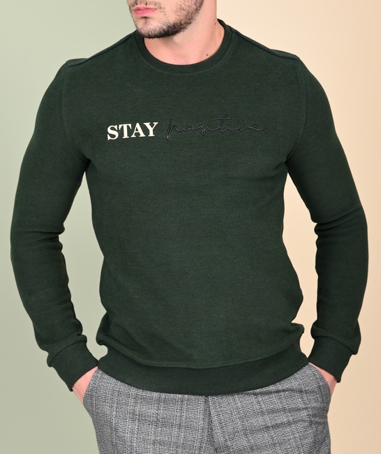 Ανδρική πράσινη μπλούζα με στρογγυλή λαιμόκοψη STAY