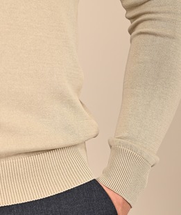 Ανδρικό πουλόβερ με στρογγυλή λαιμόκοψη χρώμα μπεζ