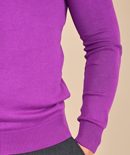 Ανδρικό πουλόβερ με στρογγυλή λαιμόκοψη χρώμα μωβ 