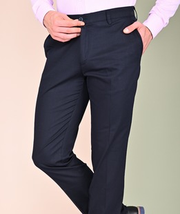 Ανδρικό σκούρο μπλε παντελόνι από ανάγλυφο ύφασμα 