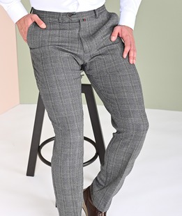 Ανδρικό καρό παντελόνι ανοιχτό γκρι