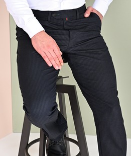 Ανδρικό μαύρο παντελόνι με γαλάζιες ρίγες