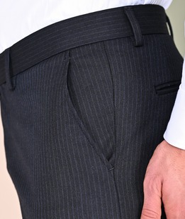 Ανδρικό μαύρο παντελόνι με γαλάζιες ρίγες