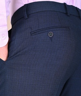 Σκούρο μπλε ανδρικό παντελόνι με μαύρες ρίγες