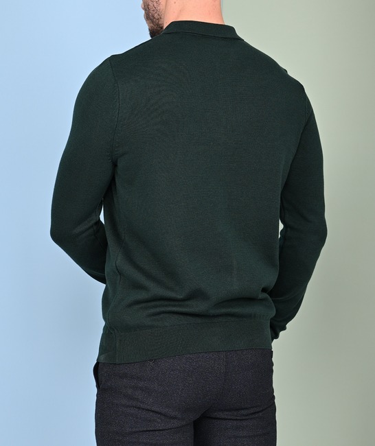 Ανδρικό πράσινο πλεκτό πουλόβερ με τρία  κουμπιά
