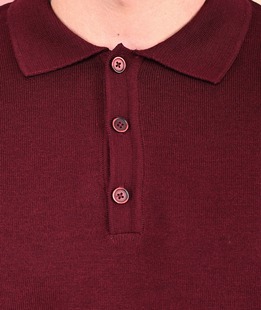 Ανδρικό πλεκτό πουλόβερ με τρία κουμπιά σε μπορντό χρώμα	