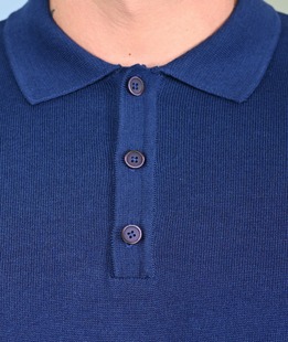 Ανδρικό πλεκτό πουλόβερ με τρία κουμπιά σε μπλε χρώμα	