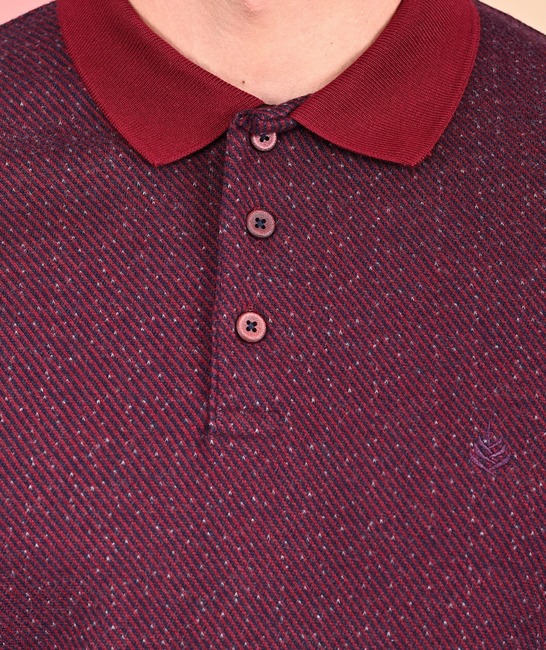 Ανδρική μπλούζα με σκούρο κόκκινο γιακά
