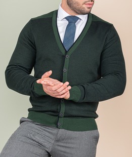 Ανδρική σκούρο πράσινη ζακέτα τύπο μελανζε 