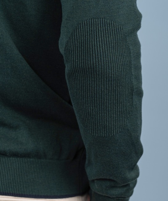 Ανδρικό πουλόβερ σε σκούρο πράσινο ριγέ με φερμουάρ