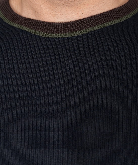 Ανδρικό δίχρωμο πουλόβερ μπλε και μπορντό με ρόμβος στο πλάι 