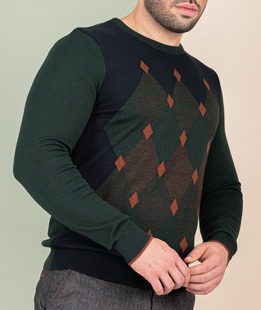 Ανδρικό σκούρο μπλε πουλόβερ με ρόμβος 