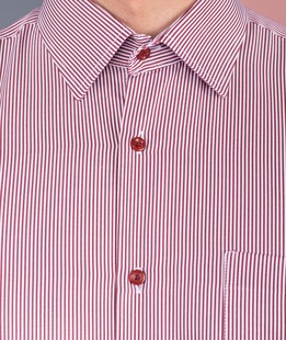 Κομψό μπορντό ριγέ πουκάμισο με τσέπη