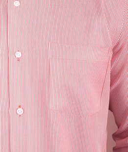 Ροζ κομψό ανδρικό ριγέ πουκάμισο με τσέπη