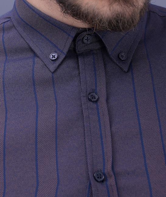 Ανδρικό επίσημο πουκάμισο σε μπλε λεπτή ρίγα