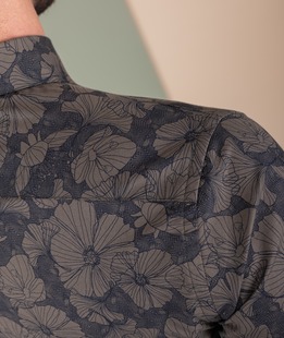 Πράσινο ανδρικό πουκάμισο με περίγραμμα λουλούδια 