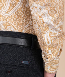 Ανδρικό πουκάμισο μουσταρδί χρώμα με paisley pattern 
