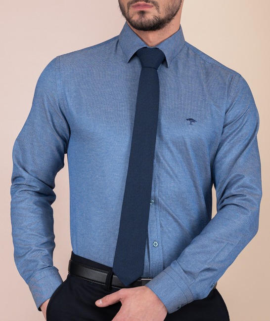 	Σκούρο μπλε ανδρικό πουκάμισο από διχτυωτό ύφασμα