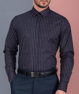 Σκούρο μπλε ανδρικό ριγέ πουκάμισο