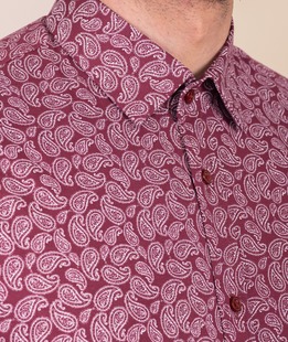 Μπορντό ανδρικό πουκάμισο με Paisley print