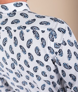 Λευκό ανδρικό πουκάμισο με μεγάλα Paisley print
