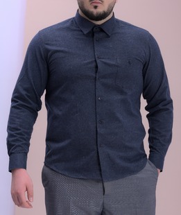 Ανδρικό μπλε πουκάμισο με τσέπη σε μέγεθος Big Size