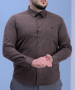 Πουκάμισο σε μεγάλο μέγεθος με τσέπη σε καφέ χρώμα