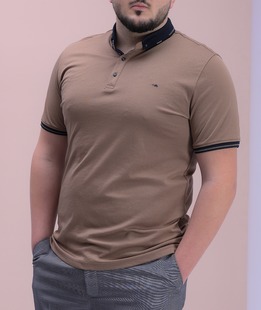 Καφέ Μπλουζάκι με γιακά και λογότυπο  