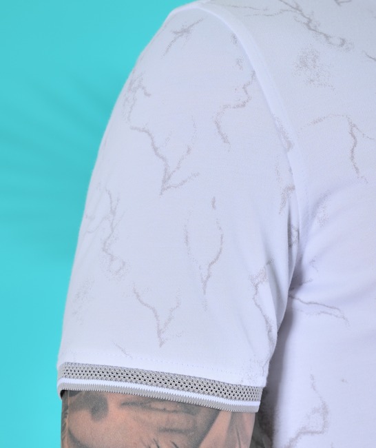 Ανδρικό μπλουζάκι πόλο με ρωγμές λευκό χρώμα