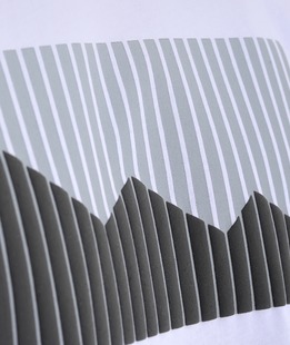 Λευκό μπλουζάκι με τρισδιάστατες ορεινές σε γραμμές