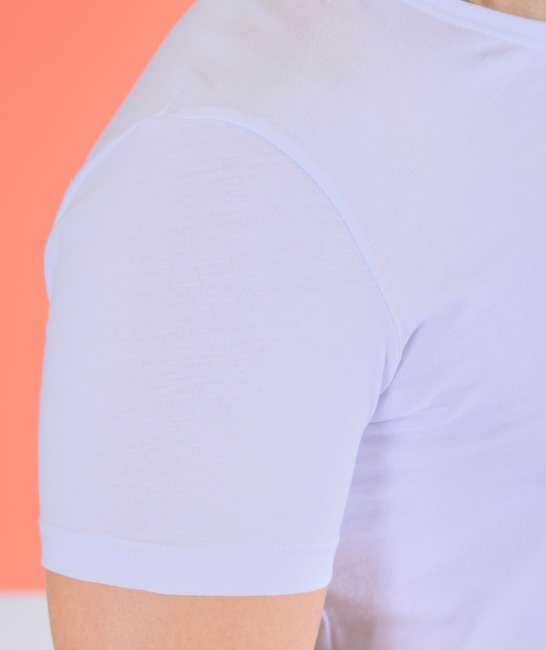 Ανδρικό μπλουζάκι λευκό με ριγέ κύκλους