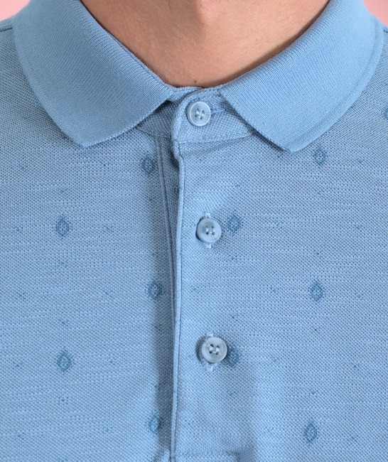 Πόλο μπλουζάκι με ρομβοειδές χρώμα μπλε 
