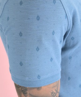 Πόλο μπλουζάκι με ρομβοειδές χρώμα μπλε 