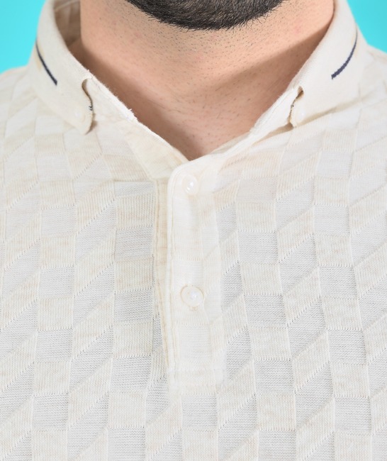 Ανδρικό μπλουζάκι σε 3D τετράγωνα χρώμα μπεζ