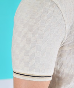 Ανδρικό μπλουζάκι σε 3D τετράγωνα χρώμα μπεζ