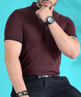 Ανδρικό μπλουζάκι με γιακά χρώμα μπορντό με λογότυπο