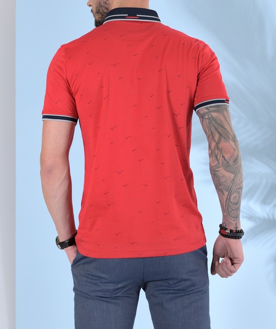 Ανδρικό κόκκινο μπλουζάκι με γιακά 